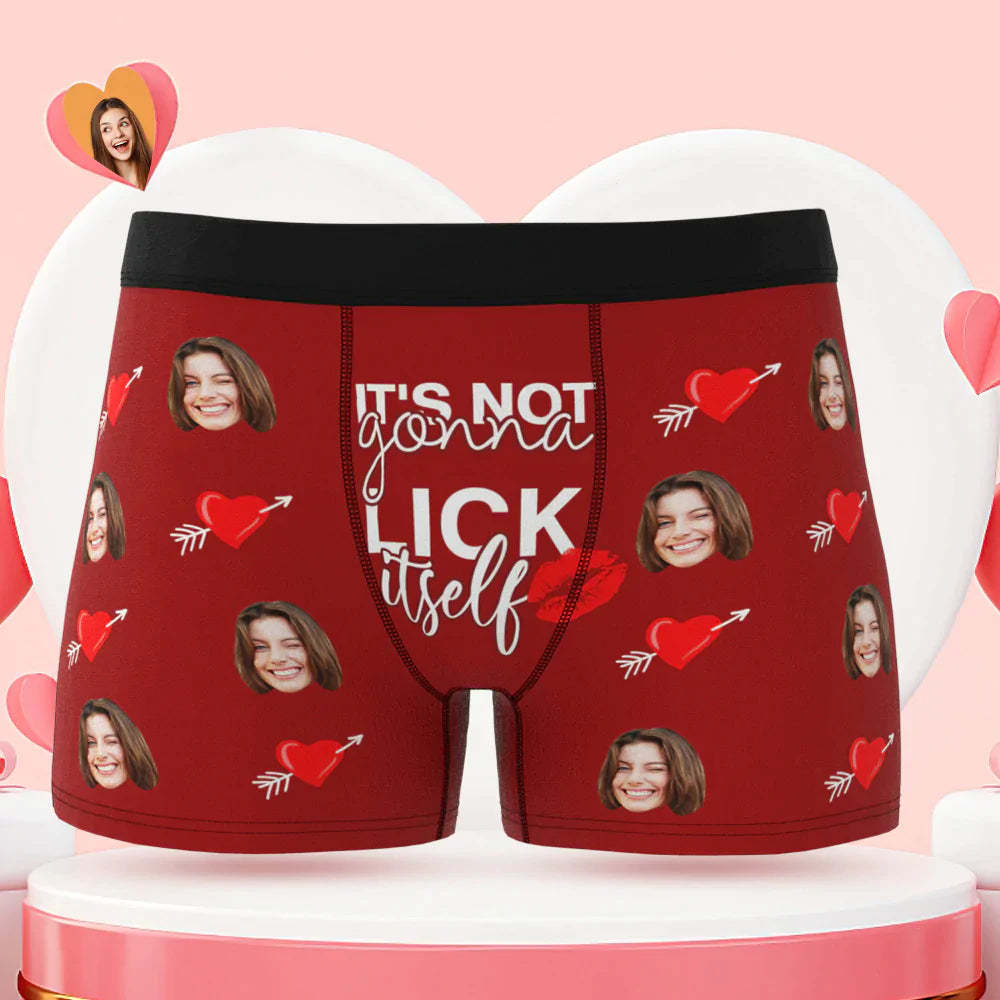 Visage Personnalisé Lick Itself Boxer Briefs Cadeau De Saint Valentin Coquin Personnalisé Pour Lui - VisageChaussettes