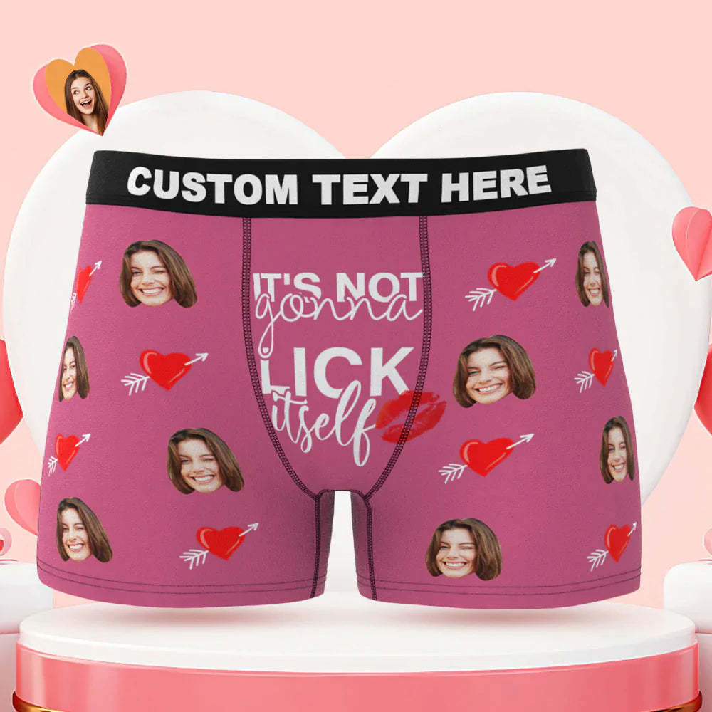 Visage Personnalisé Lick Itself Boxer Briefs Cadeau De Saint Valentin Coquin Personnalisé Pour Lui - VisageChaussettes