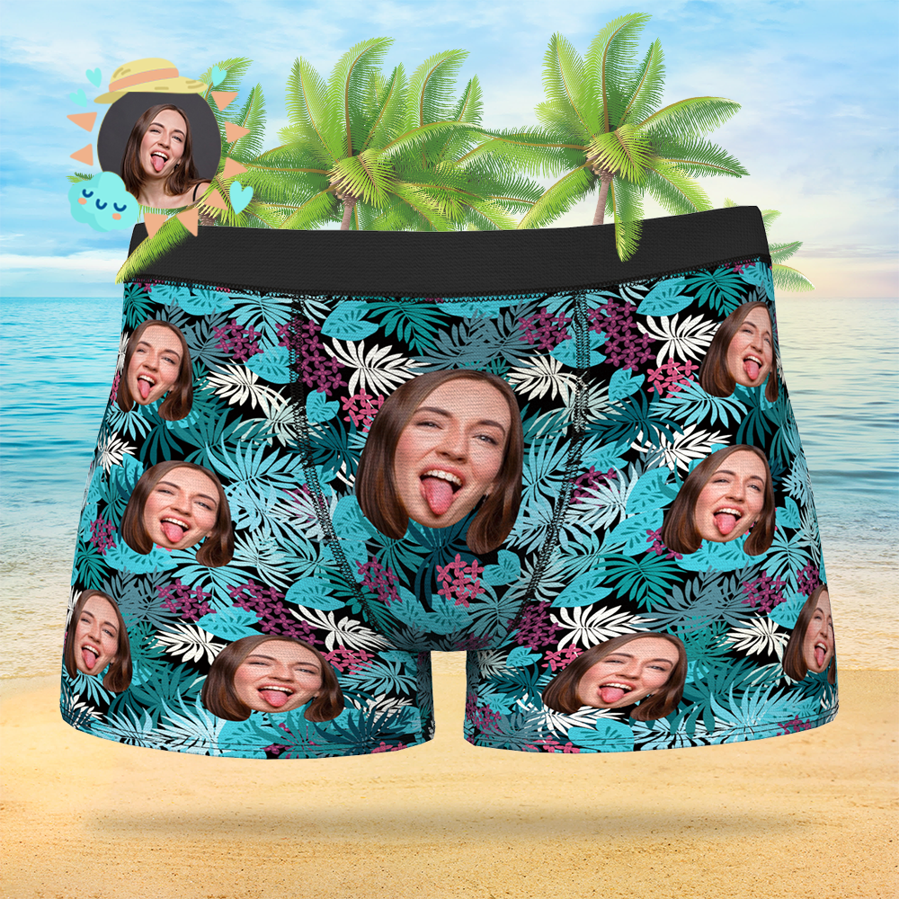 Caleçon Personnalisé Visage Sur Caleçon Homme Cadeaux Photo Boxer - Courful Leaves - VisageChaussettes