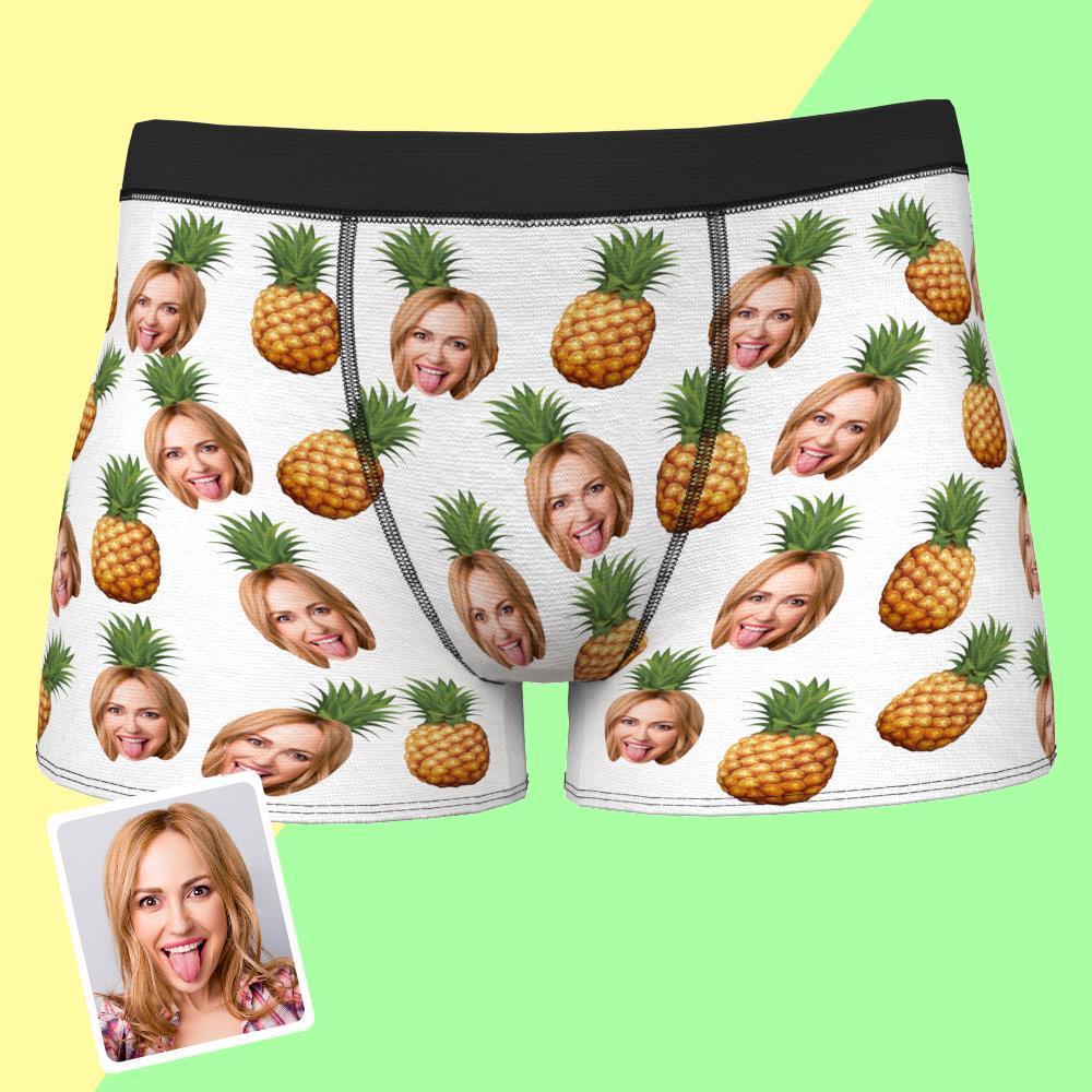 Ananas De Sous-vêtements Pour Hommes De Boxeur De Visage Personnalisé Avec Cadeau De Boxeur De Visage Pour Le Mari De Petit Ami - VisageChaussettes