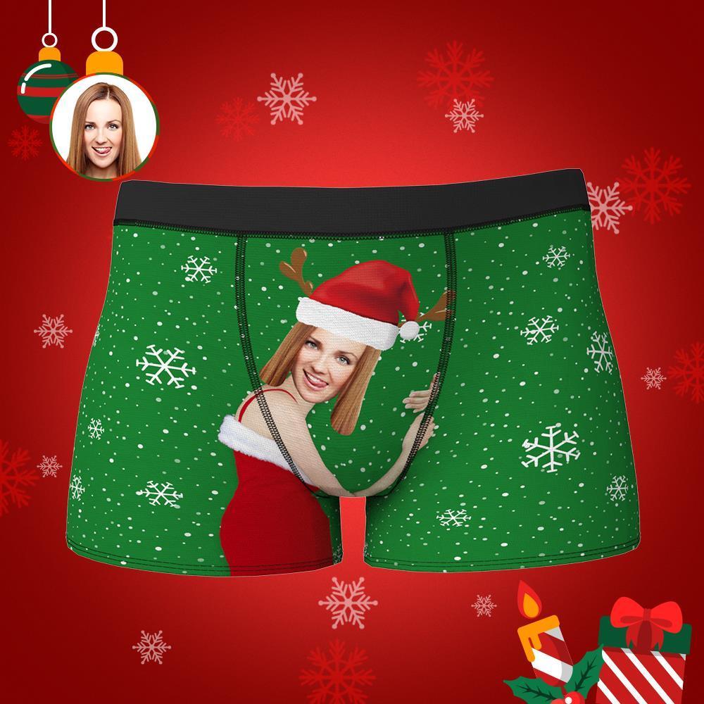 Personnalisé Girlfriend Face Boxers Shorts Personnalisé Photo Sous-vêtements Cadeau De Noël Pour Hommes - VisageChaussettes