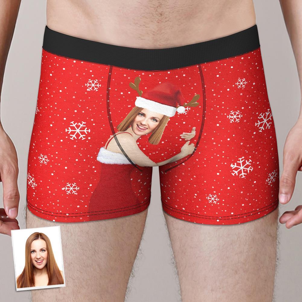 Personnalisé Girlfriend Face Boxers Shorts Personnalisé Photo Sous-vêtements Cadeau De Noël Pour Hommes - VisageChaussettes