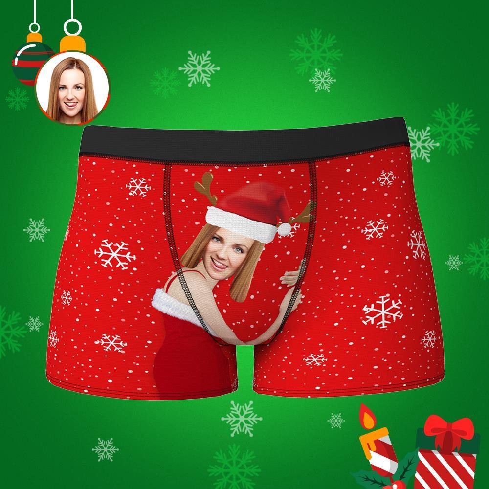 Personnalisé Girlfriend Face Boxers Shorts Personnalisé Photo Sous-vêtements Cadeau De Noël Pour Hommes - VisageChaussettes