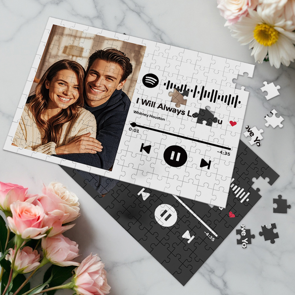 Puzzle Personnalisé Scannable Code Spotify Pièce D'image Personnalisée Puzzle Pour Adultes Enfants Musique Valentine Puzzle - MyFaceSocksFR