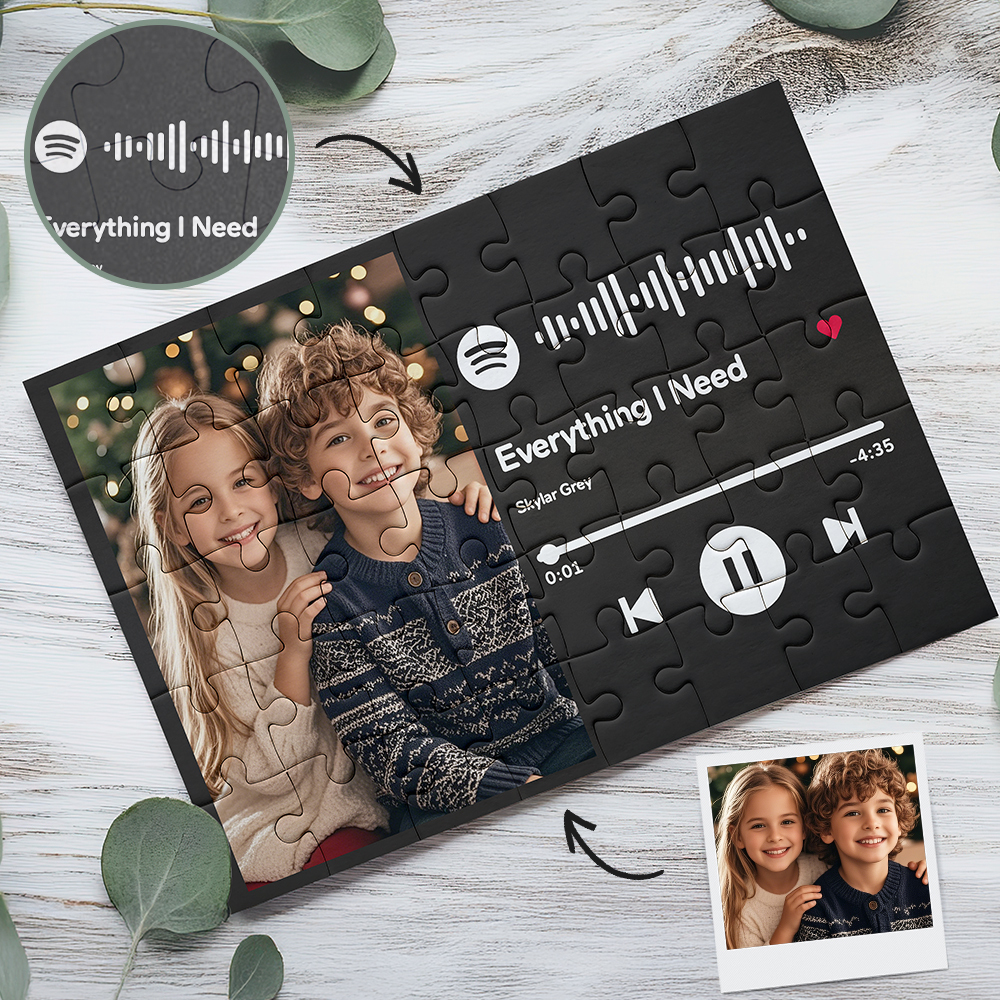 Puzzle Personnalisé Scannable Code Spotify Pièce D'image Personnalisée Puzzle Pour Adultes Enfants Musique Valentine Puzzle - MyFaceSocksFR