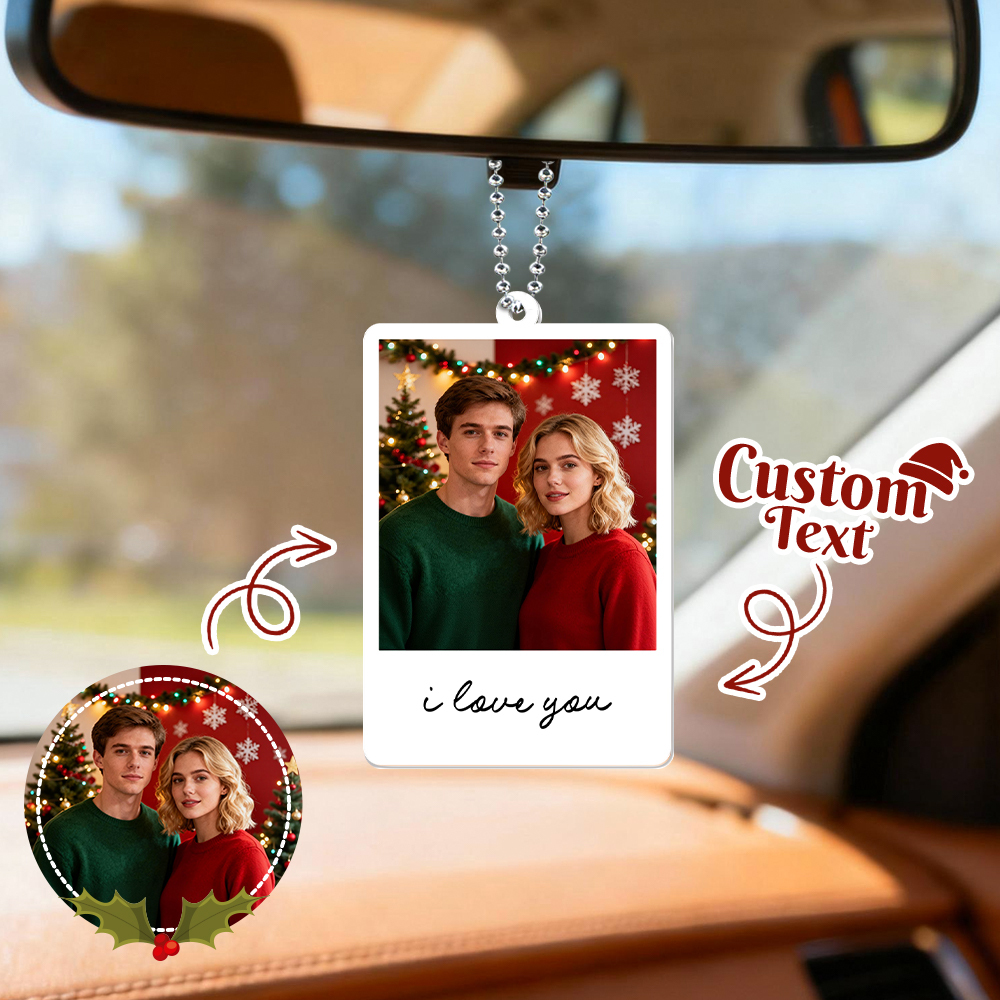 Décoration Personnalisée Pour Rétroviseur De Voiture Avec Photo - Cadeau De Noël - MyFaceSocksFR
