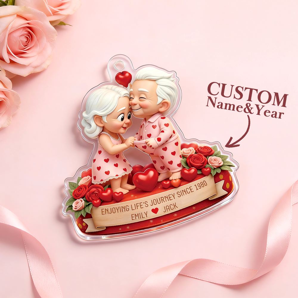 Cadeau De Saint-valentin Personnalisé En Acrylique Avec Cintre Pour Voiture : Photo De Dessin Animé Personnalisée Pour Petit Ami, Petite Amie, Famille Et Amoureux. - MyFaceSocksFR