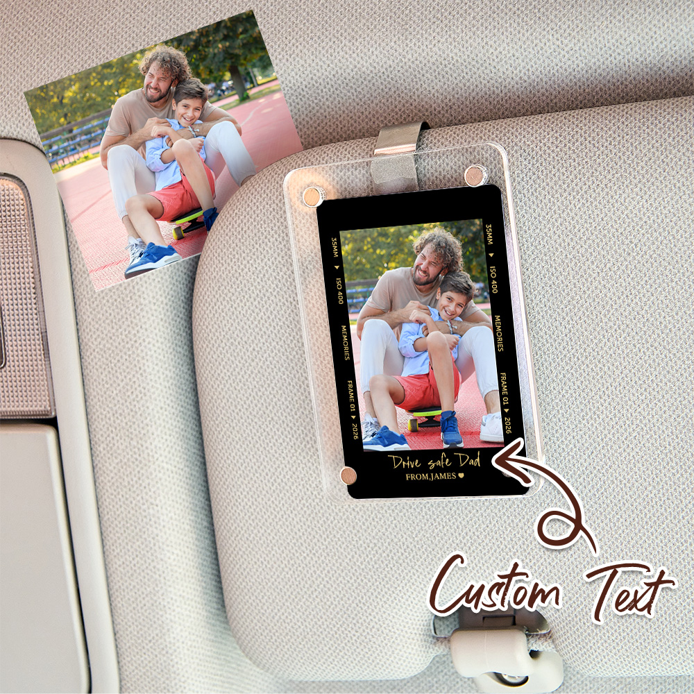 Cadeau De Fête Des Pères Pour Papa : Clip De Pare-soleil De Voiture Avec Photo, Conduisez En Toute Sécurité, Papa, Clip De Pare-soleil De Voiture Avec Photo, Cadeau Pour