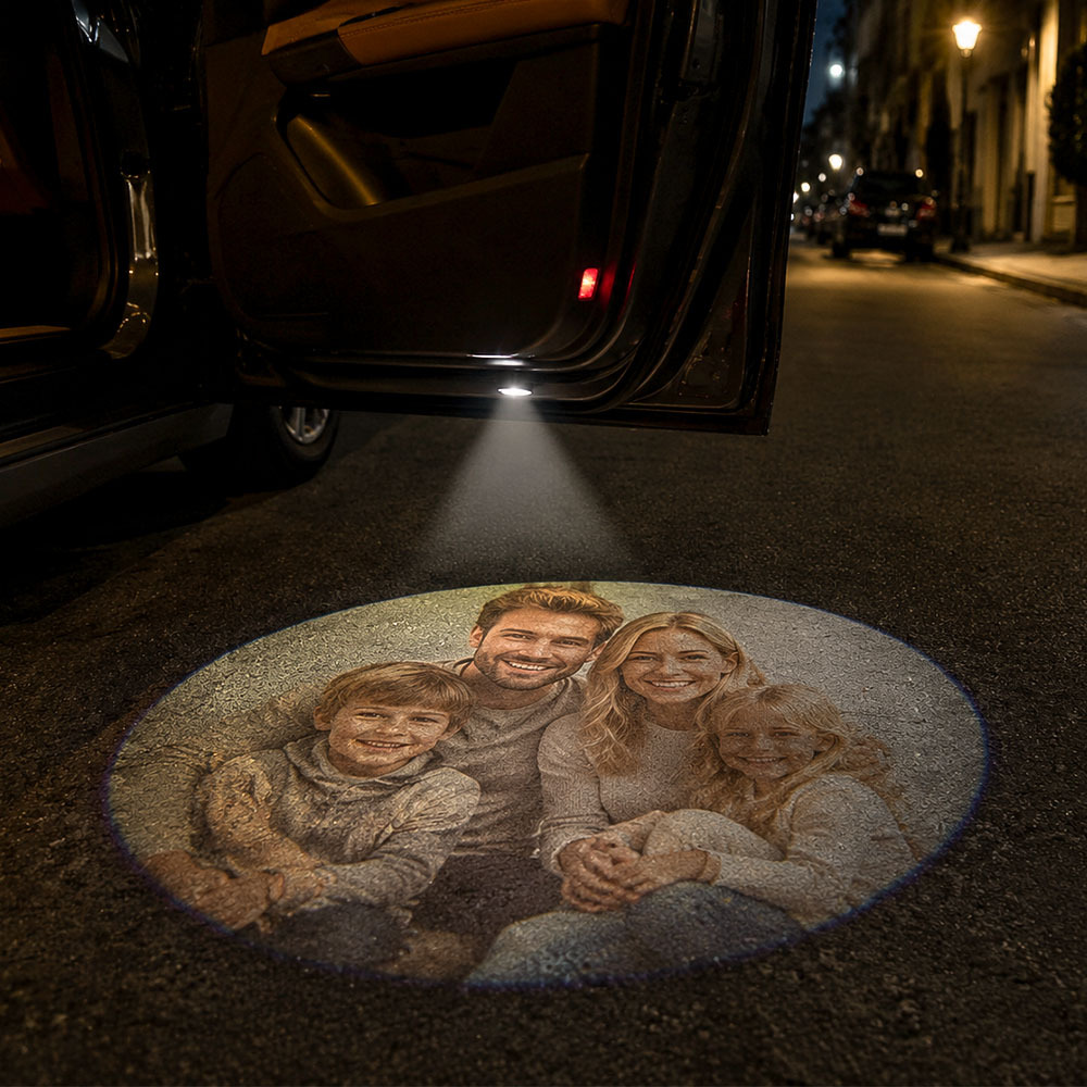 Projecteurs De Porte De Voiture Personnalisés, Lumière De Logo De Bienvenue à LED - MyFaceSocksFR