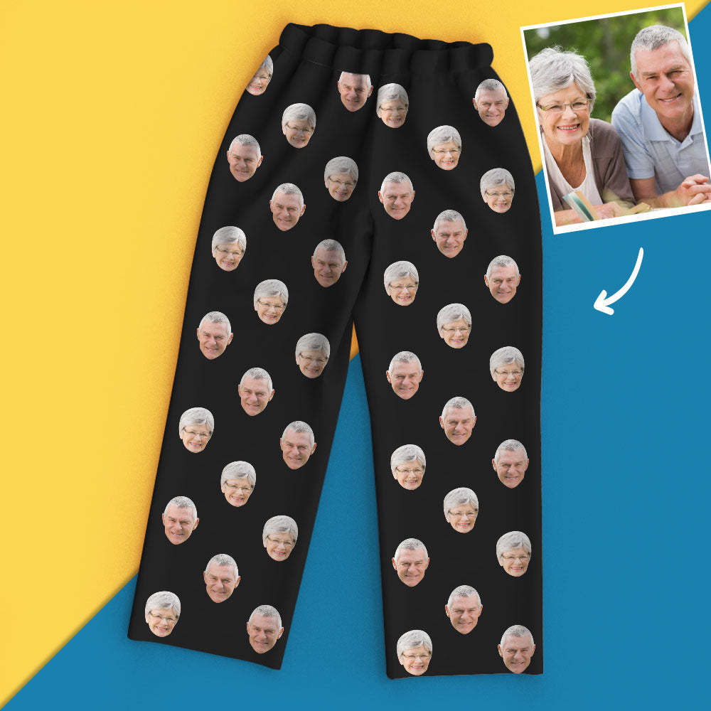 Pyjama Photo Visage Personnalisé Vêtements De Nuit Manches Longues Cadeaux Grands-parents Colorés - VisageChaussettes