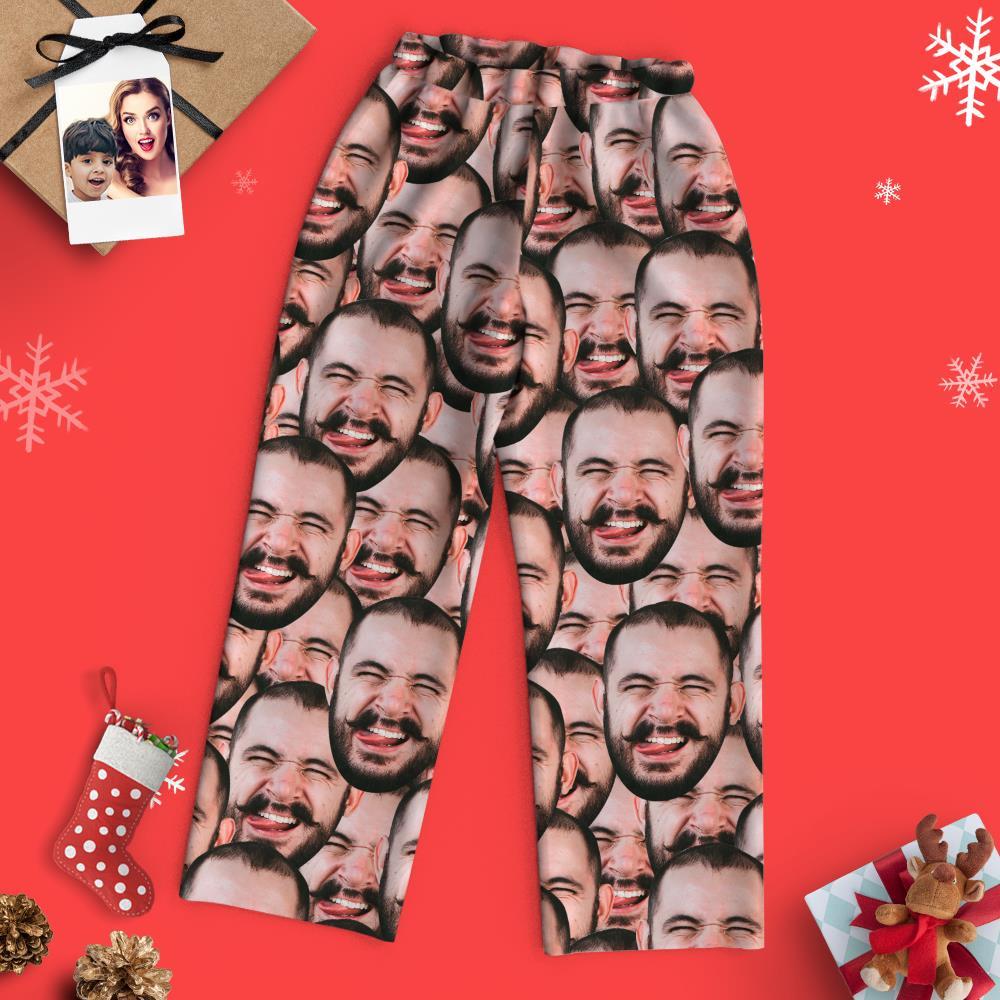 Cadeaux Pour Grand-père Custom Face Mash Pyjamas À Manches Longues Vêtements De Loisirs - VisageChaussettes