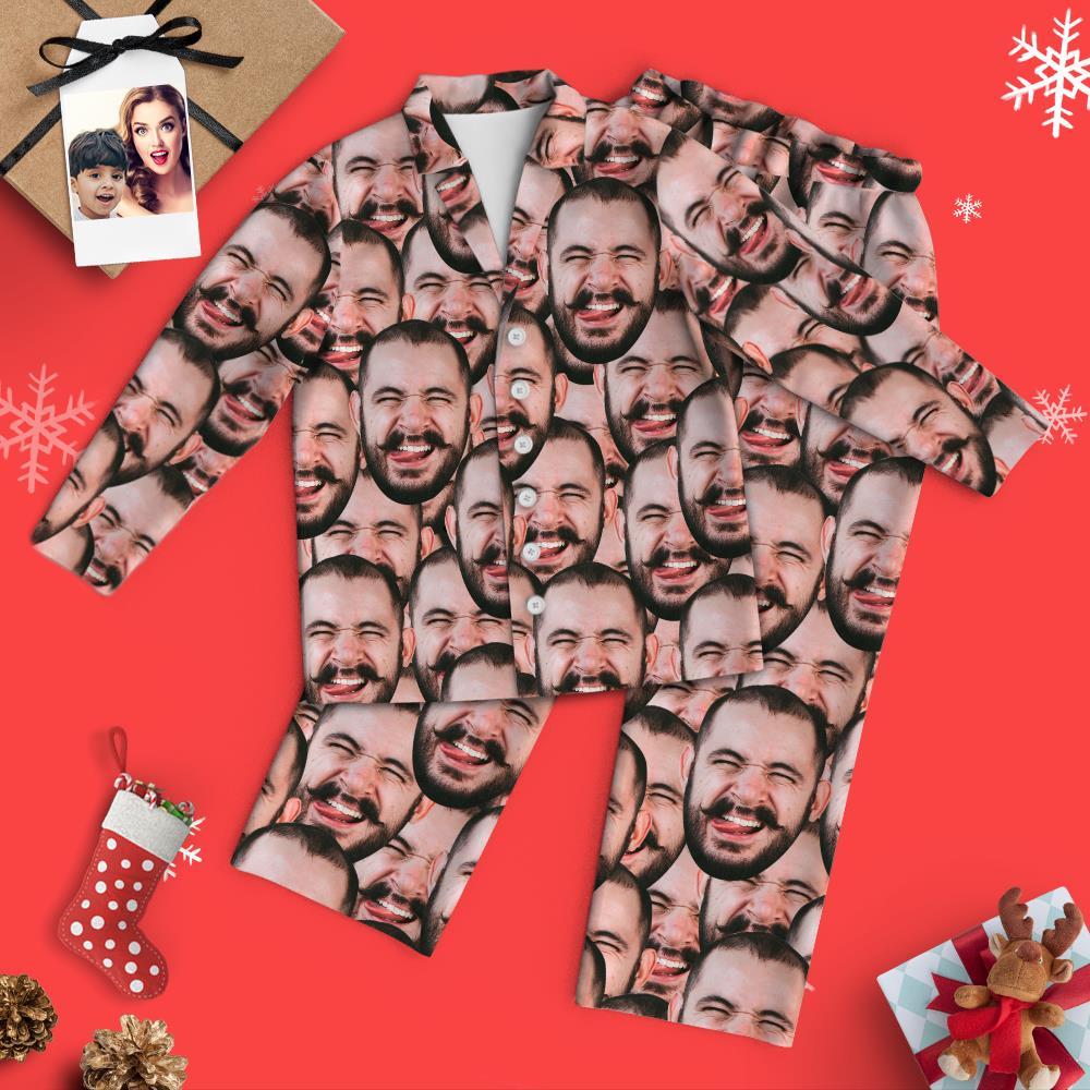 Cadeaux Pour Grand-père Custom Face Mash Pyjamas À Manches Longues Vêtements De Loisirs - VisageChaussettes