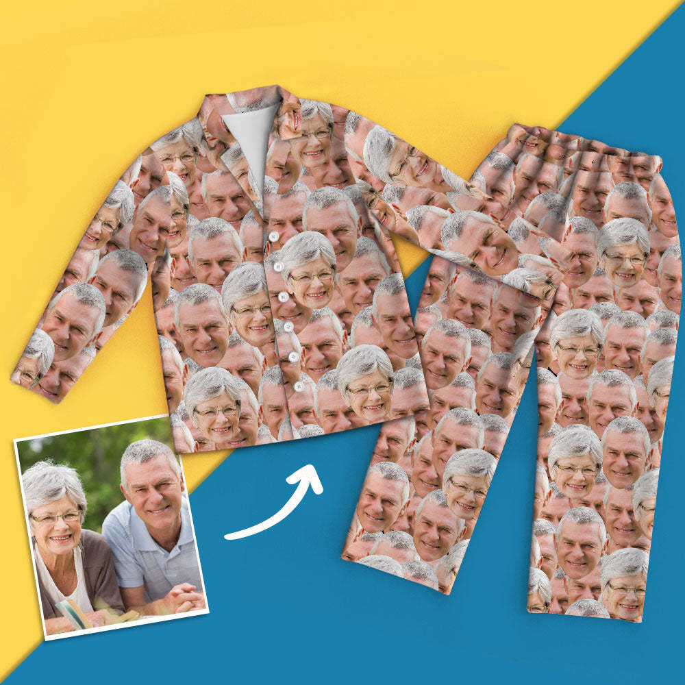 Cadeaux Pour Grand-père Custom Face Mash Pyjamas À Manches Longues Vêtements De Loisirs - VisageChaussettes