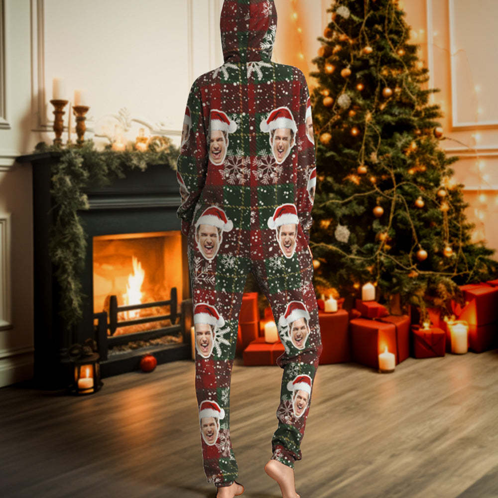 Pyjama De Noël Classique Avec Visage Personnalisé, Vêtements De Nuit Une Pièce, Cadeau De Noël - VisageChaussettes