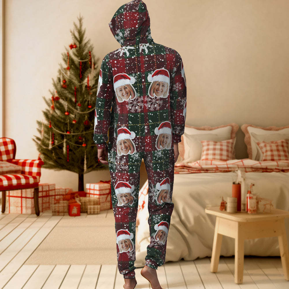 Pyjama De Noël Classique Avec Visage Personnalisé, Vêtements De Nuit Une Pièce, Cadeau De Noël - VisageChaussettes