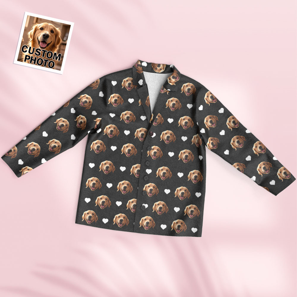 Pyjama À Manches Longues Personnalisé Avec Photo Et Cœur - MyFaceSocksFR