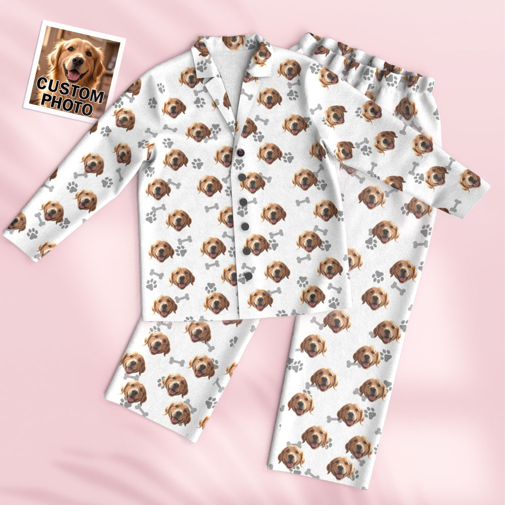 Custom Face Long Sleeve Pajamas Sleepwear Set Personalized Photo Bone Pajamas - MyFaceSocksFR