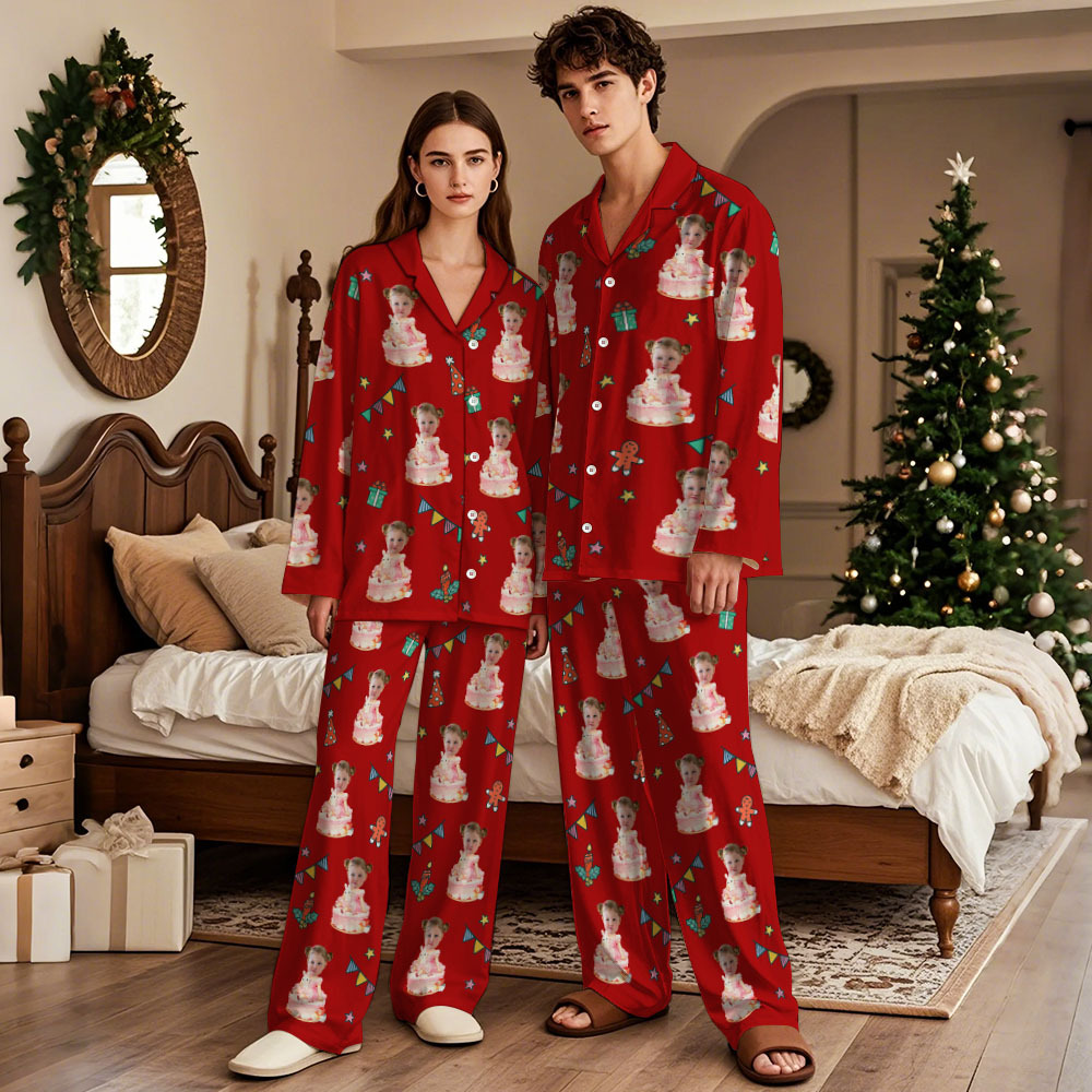 Pyjama À Manches Longues Personnalisé Avec Photo De Bébé Pour Anniversaire - Cadeau De Noël - MyFaceSocksFR