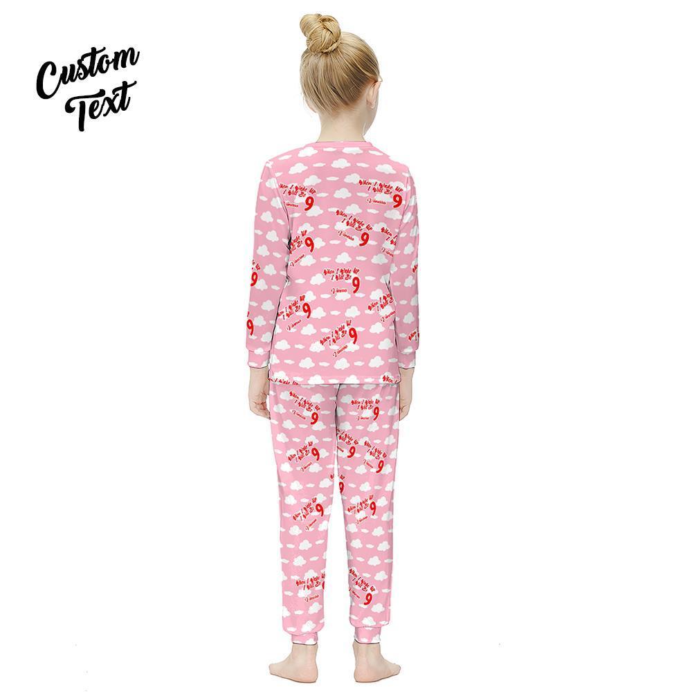 Pyjama À Manches Longues Personnalisé Ajouter Un Nom Et Un Cadeau D'anniversaire De Costume De Fille D'âge - Quand Je Me Réveillerai, J'aurai 9 Ans - VisageChaussettes
