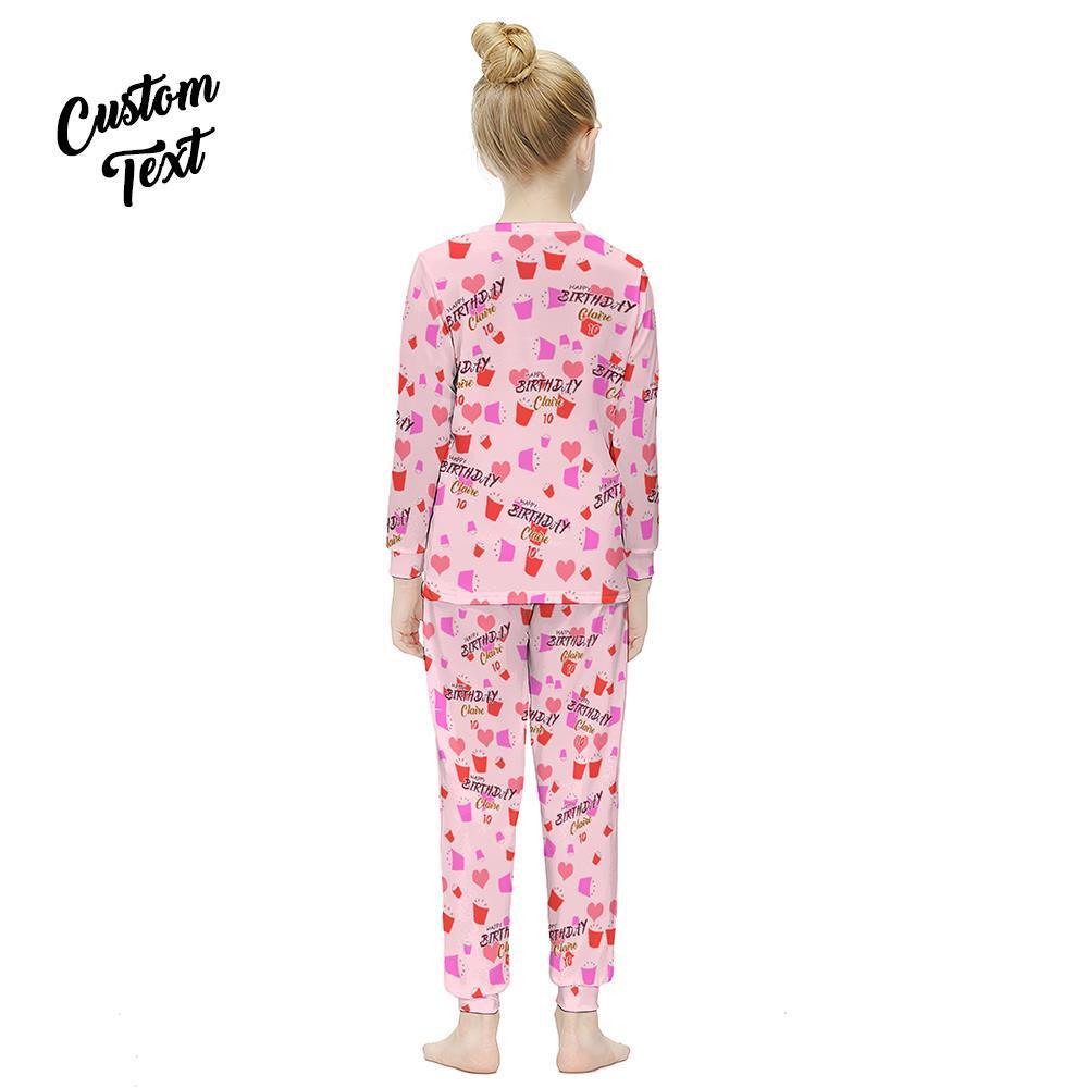 Pyjamas À Manches Longues Personnalisés Ajouter Des Cadeaux D'anniversaire De Costume Pour Enfants De Nom Et D'âge - Joyeux Anniversaire - VisageChaussettes