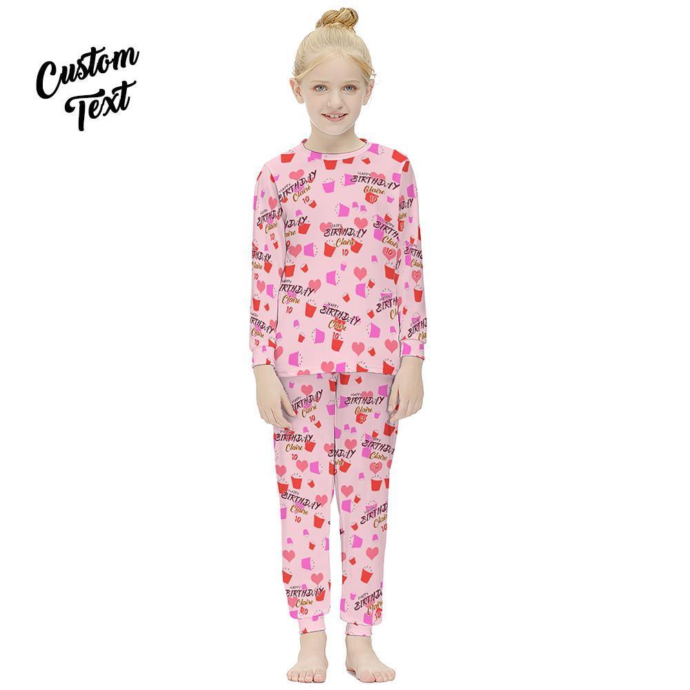 Pyjamas À Manches Longues Personnalisés Ajouter Des Cadeaux D'anniversaire De Costume Pour Enfants De Nom Et D'âge - Joyeux Anniversaire - VisageChaussettes