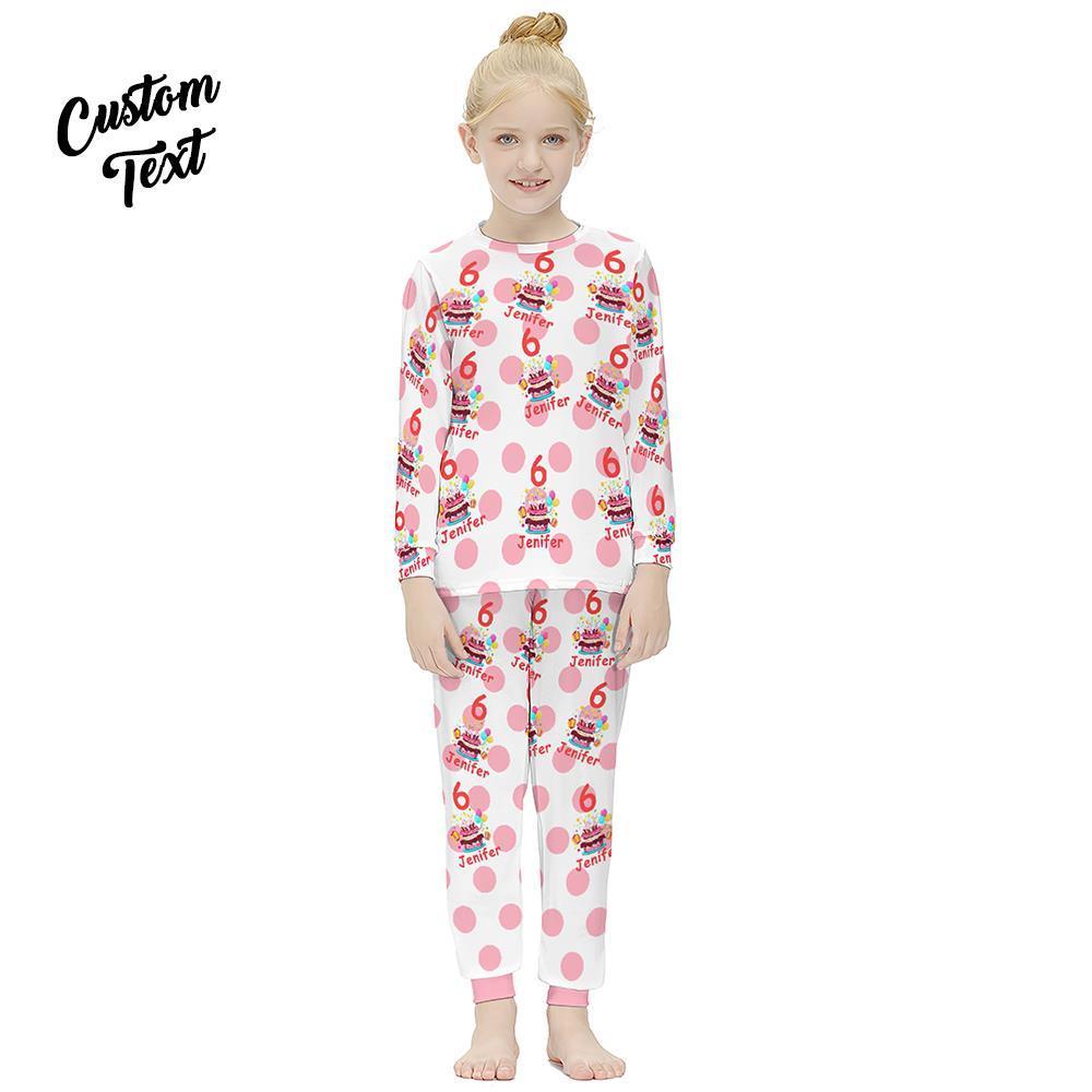 Pyjama À Manches Longues Personnalisé Ajouter Nom Et Âge Costume Enfants Cadeaux D'anniversaire - Gâteau D'anniversaire - VisageChaussettes