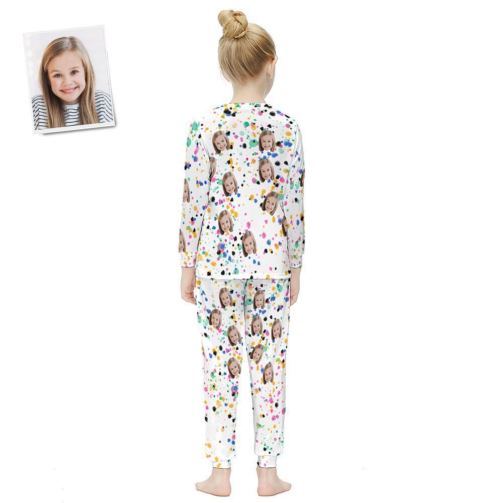 Pyjama À Manches Longues Visage Personnalisé Pour Enfants - Éclaboussures De Peinture - VisageChaussettes