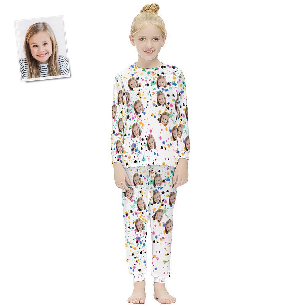 Pyjama À Manches Longues Visage Personnalisé Pour Enfants - Éclaboussures De Peinture - VisageChaussettes
