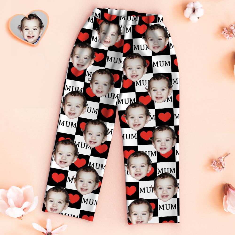 Pyjama Visage Personnalisé Love Mum Ensemble Pyjama Photo Personnalisé Cadeaux Fête Des Mères - VisageChaussettes