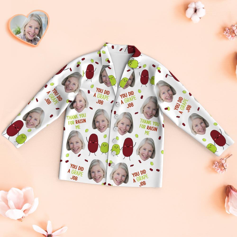 Pyjama Visage Personnalisé Vous Avez Fait Un Travail De Raisin Ensemble De Pyjamas Photo Personnalisés Cadeaux De La Fête Des Mères - VisageChaussettes