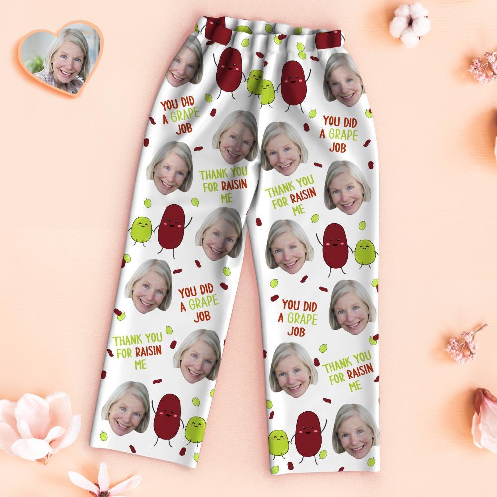 Pyjama Visage Personnalisé Vous Avez Fait Un Travail De Raisin Ensemble De Pyjamas Photo Personnalisés Cadeaux De La Fête Des Mères - VisageChaussettes