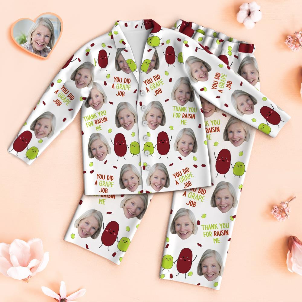 Pyjama Visage Personnalisé Vous Avez Fait Un Travail De Raisin Ensemble De Pyjamas Photo Personnalisés Cadeaux De La Fête Des Mères - VisageChaussettes