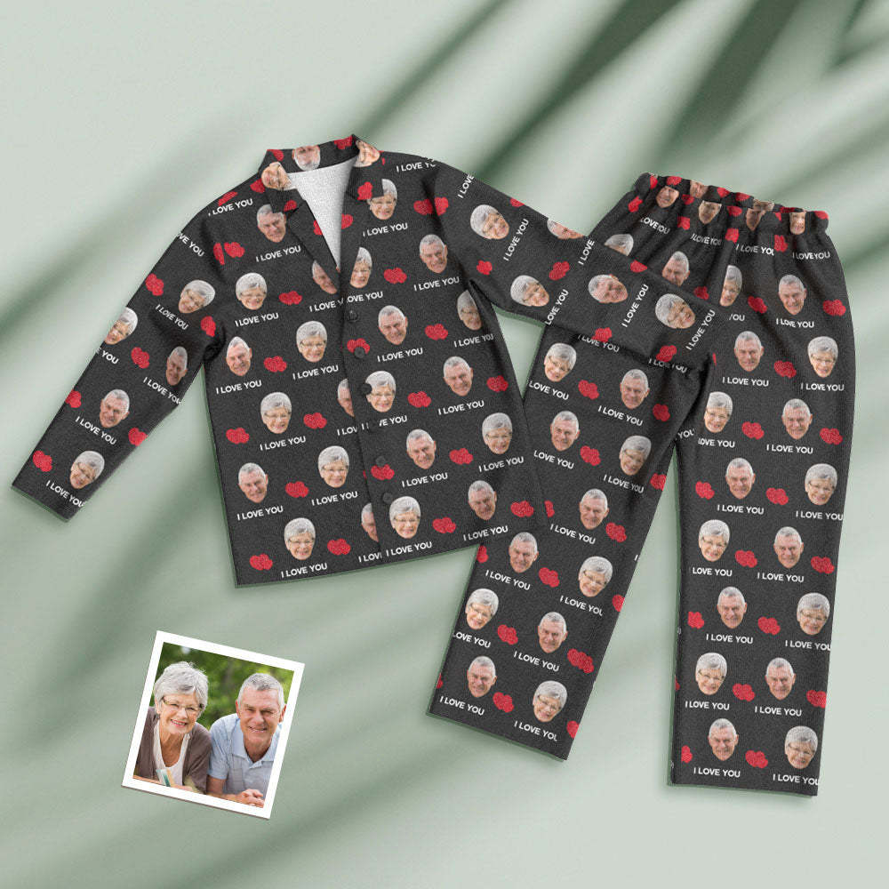 Ensemble De Pyjamas À Manches Longues Et Visage Personnalisé - Bonne Fête Des Grands-parents - VisageChaussettes