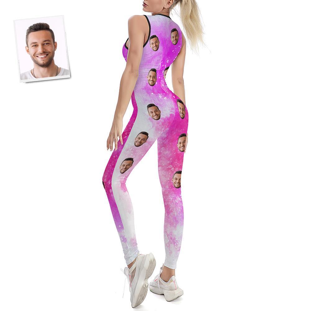 Combinaison Yoga Femme Visage Personnalisé Stretch Yoga Gym Fitness Danse Costume - Tie-dye Rose - VisageChaussettes