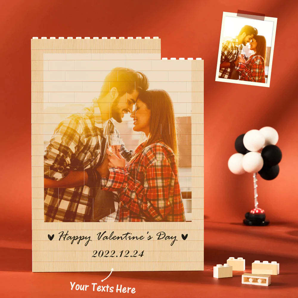 Bloc De Construction Personnalisé Puzzle Vertical Building Photo Brick Happy Valentine's Day - VisageChaussettes