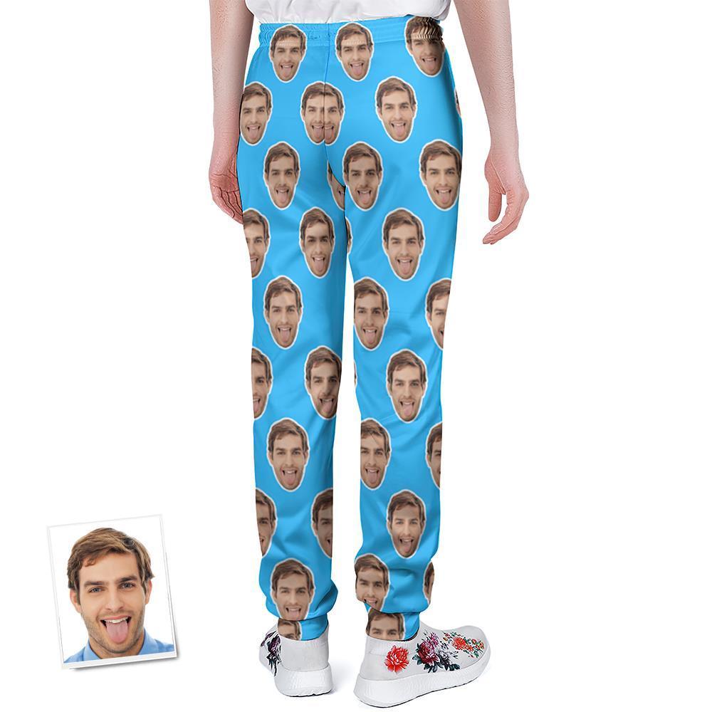 Pantalons De Survêtement Visage Personnalisés Joggers Bleus Unisexes Personnalisés - Cadeau Pour Amoureux - VisageChaussettes