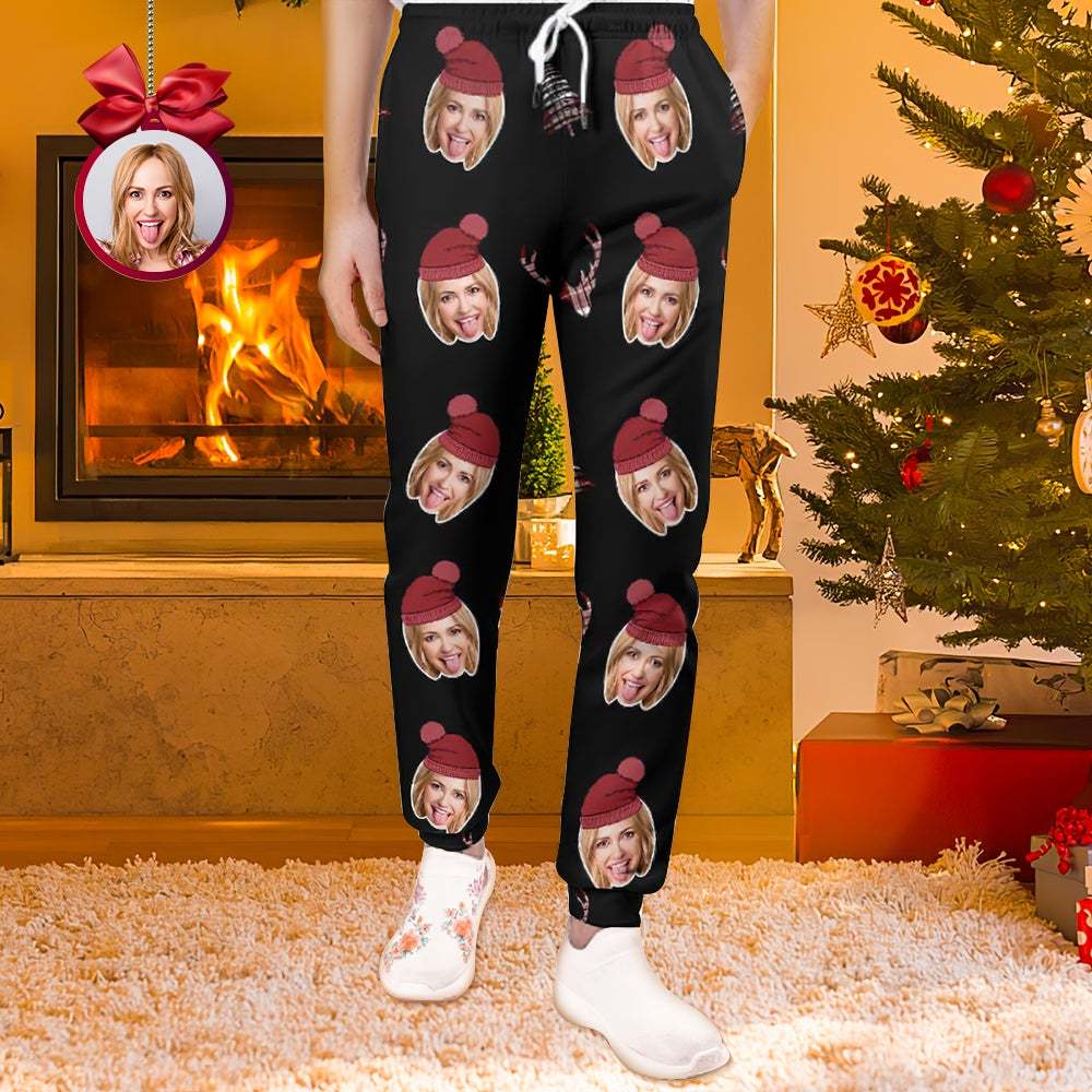 Cadeau Personnalisé De Jogging Unisexe De Pantalons De Survêtement De Visage De Petite Amie Pour L'amant - VisageChaussettes