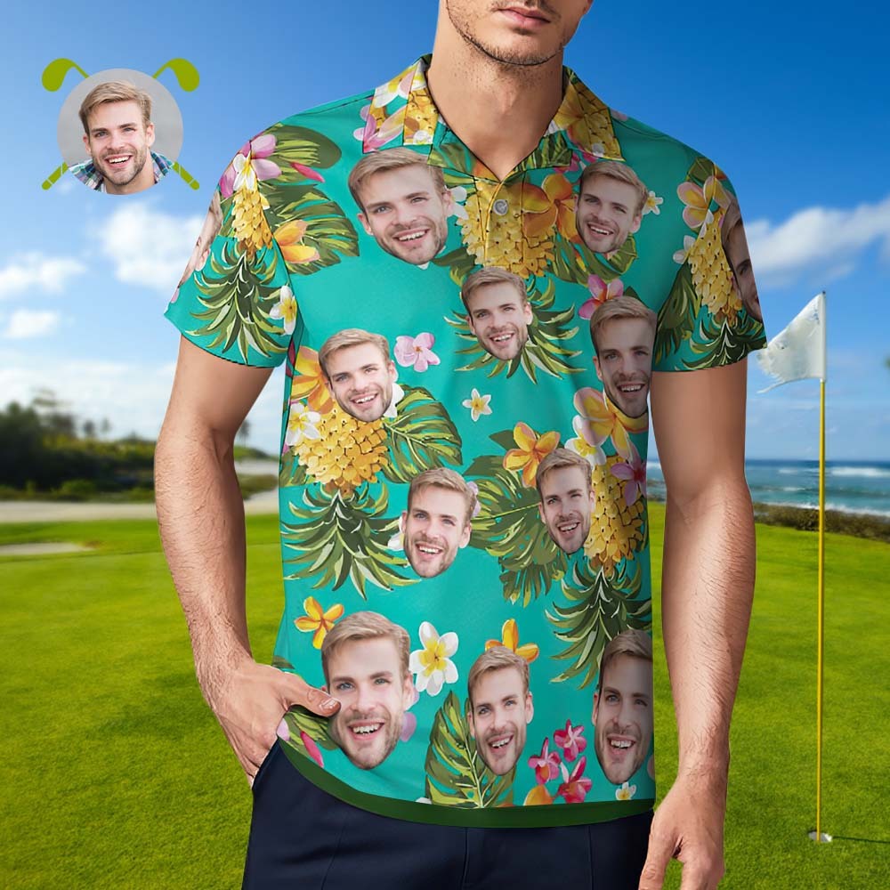 Polo Personnalisé Polo De Golf Hawaïen Cadeau De Vacances Ananas - VisageChaussettes