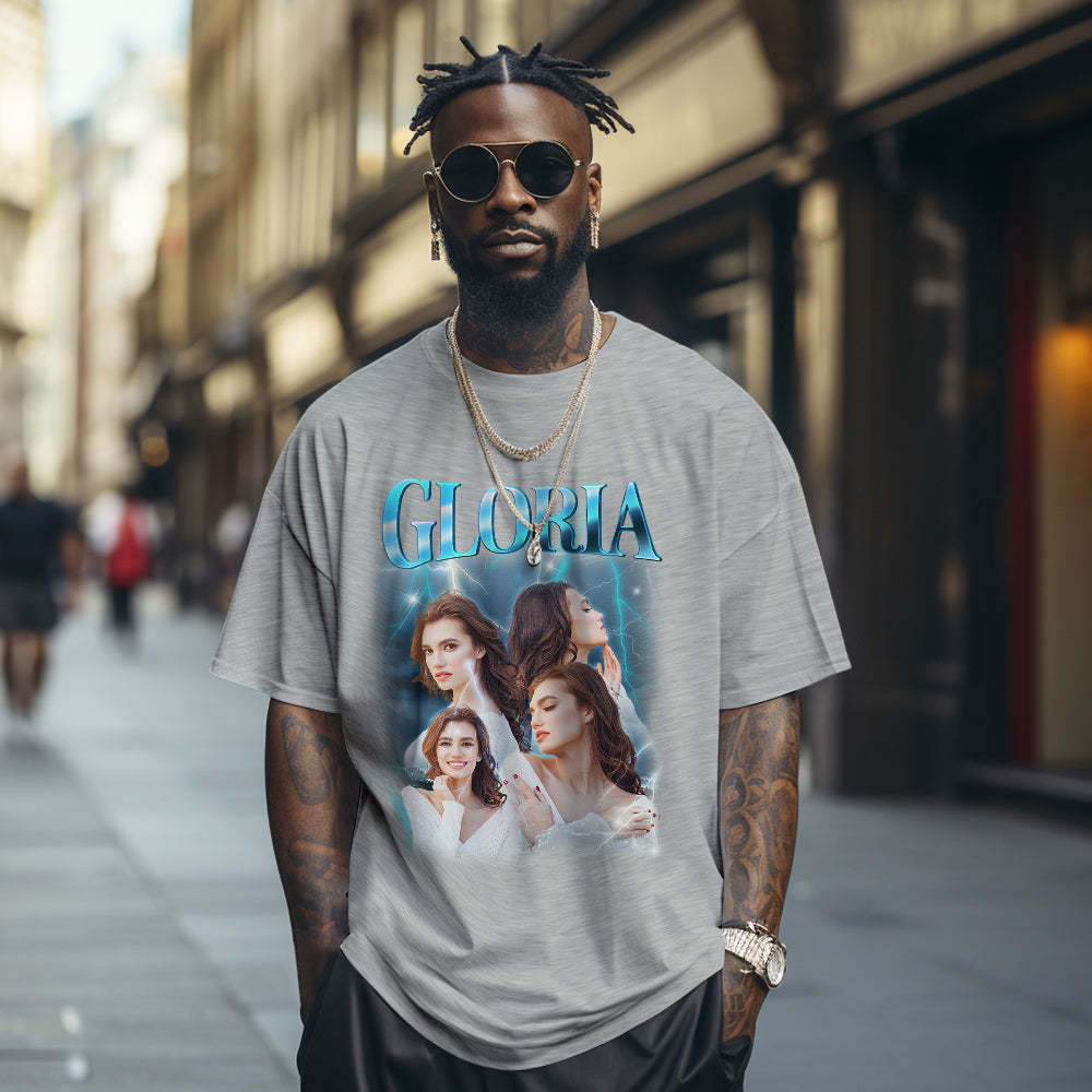 T-shirt Vintage Personnalisé Avec Photo Et Nom, Idéal Pour Un Petit Ami Ou Pour La Saint-valentin. Idée Cadeau Pour La Saint-valentin. - MyFaceSocksFR