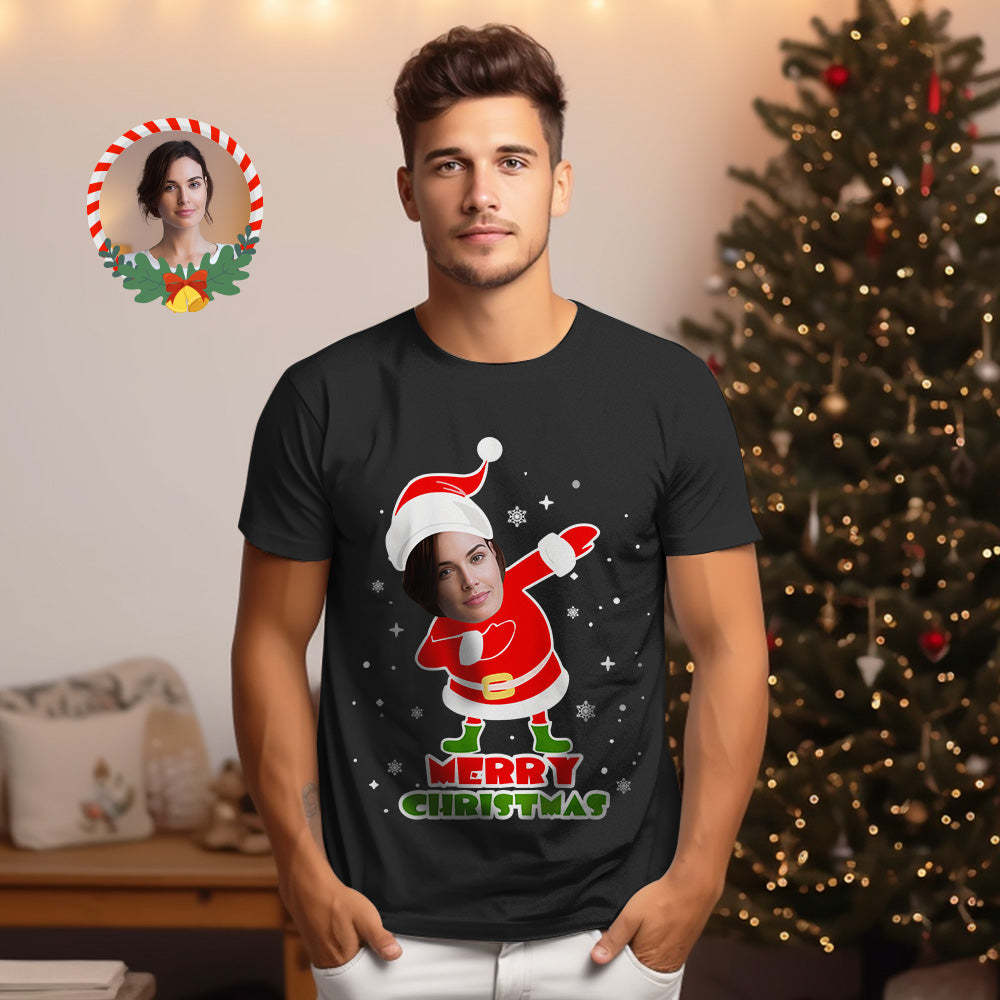 T-shirt De Visage De Noël Personnalisé, Chemises Drôles De Joyeux Noël, Chemise De Visage - VisageChaussettes