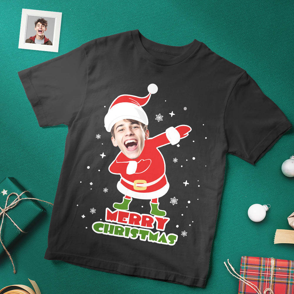 T-shirt De Visage De Noël Personnalisé, Chemises Drôles De Joyeux Noël, Chemise De Visage - VisageChaussettes