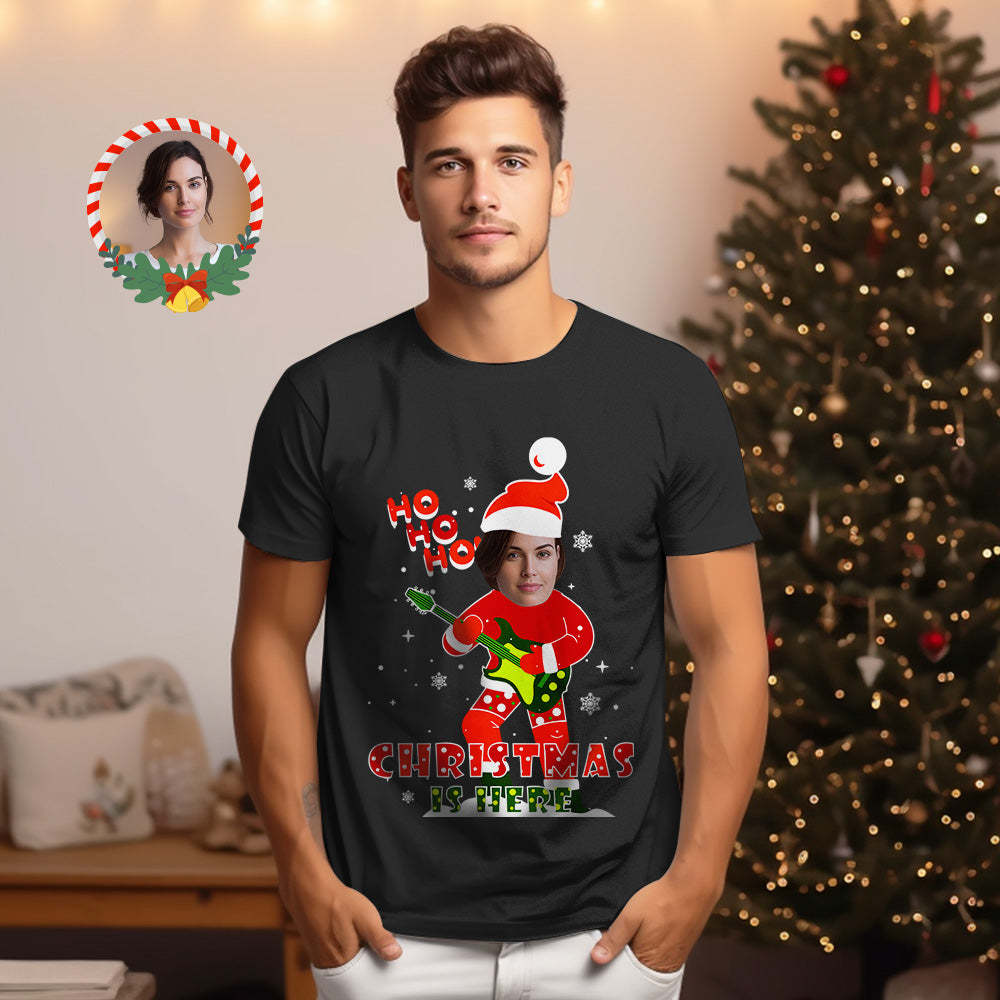 T-shirt De Visage De Noël Personnalisé Chemises De Noël Mignonnes T-shirt De Visage De Chemise De Père Noël À Bascule - VisageChaussettes