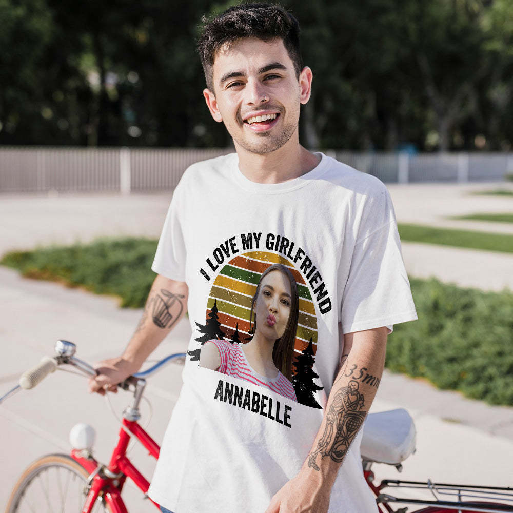 Photo Et Texte Personnalisés T-shirt Rétro Coucher De Soleil Tee-shirt Vintage Personnalisé - VisageChaussettes