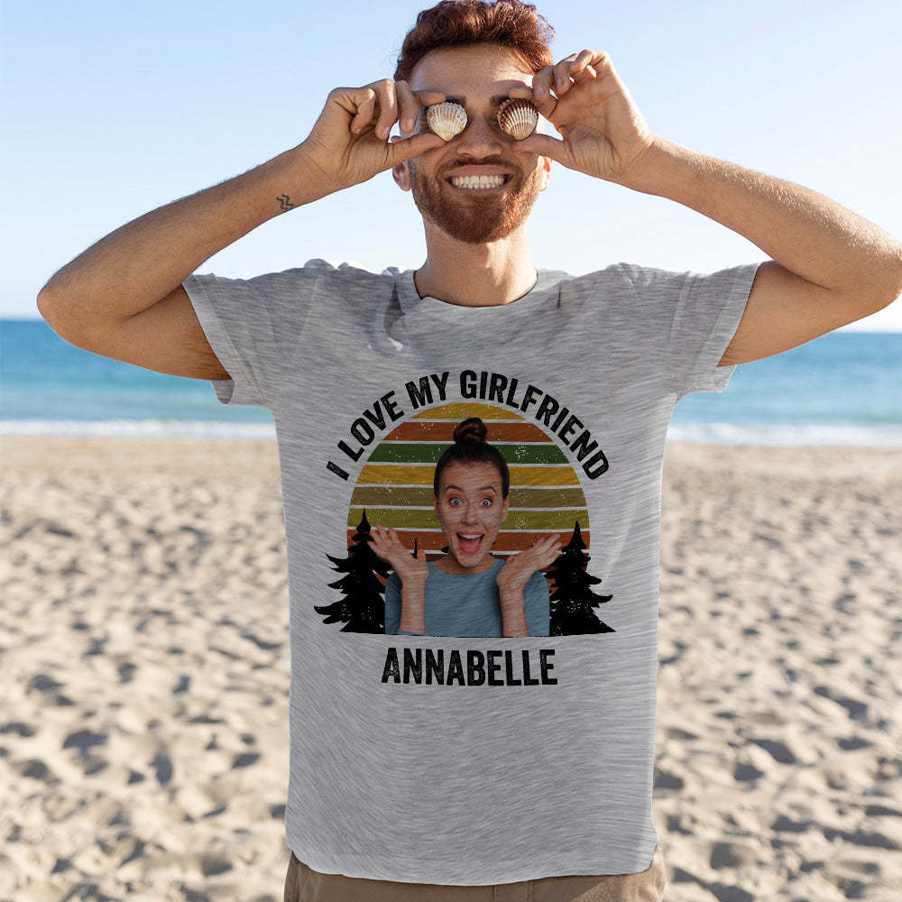 Photo Et Texte Personnalisés T-shirt Rétro Coucher De Soleil Tee-shirt Vintage Personnalisé - VisageChaussettes
