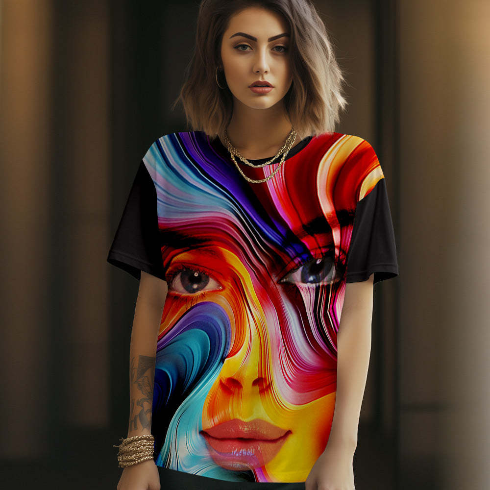 T-shirt Visage Personnalisé T-shirt Photo Personnalisé Cadeau Pour Femmes Et Hommes Cadeaux Pour Petite Amie - VisageChaussettes