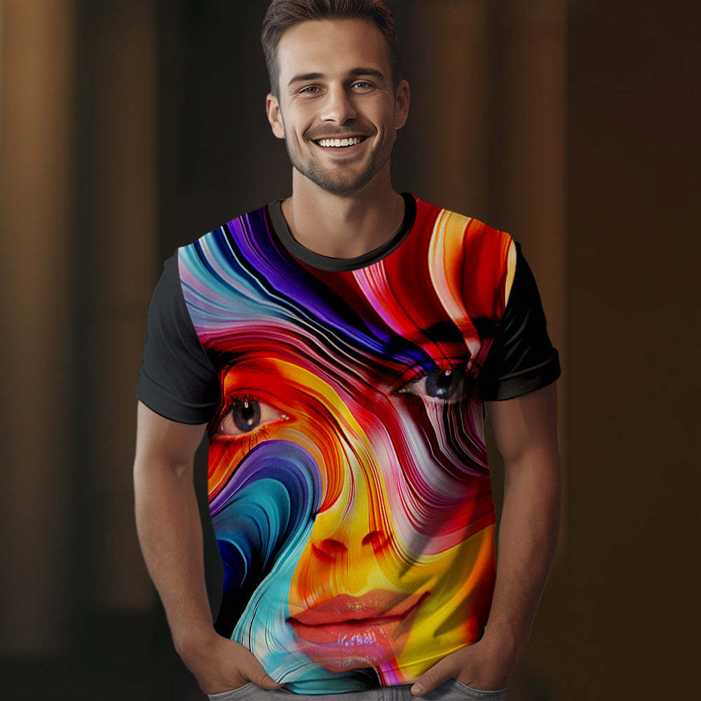 T-shirt Visage Personnalisé T-shirt Photo Personnalisé Cadeau Pour Femmes Et Hommes Cadeaux Pour Petite Amie - VisageChaussettes