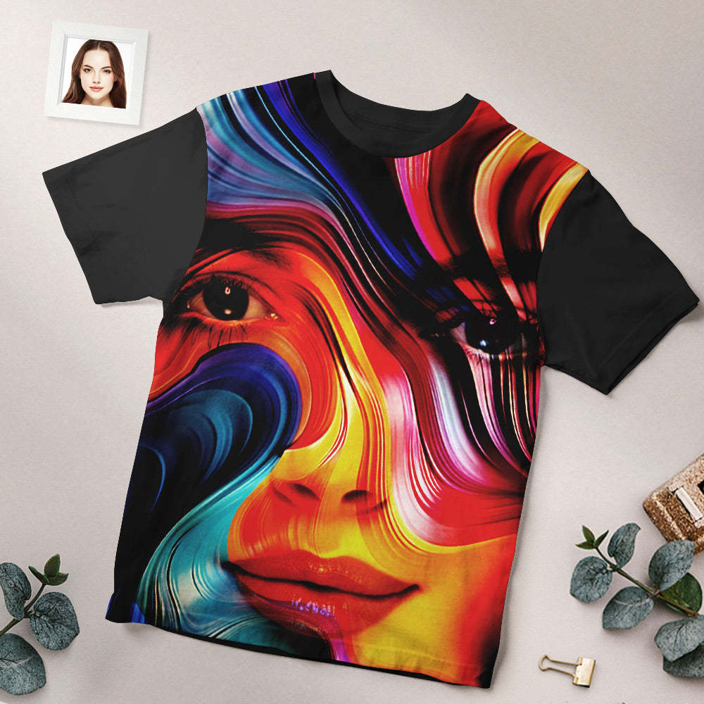 T-shirt Visage Personnalisé T-shirt Photo Personnalisé Cadeau Pour Femmes Et Hommes Cadeaux Pour Couple - VisageChaussettes