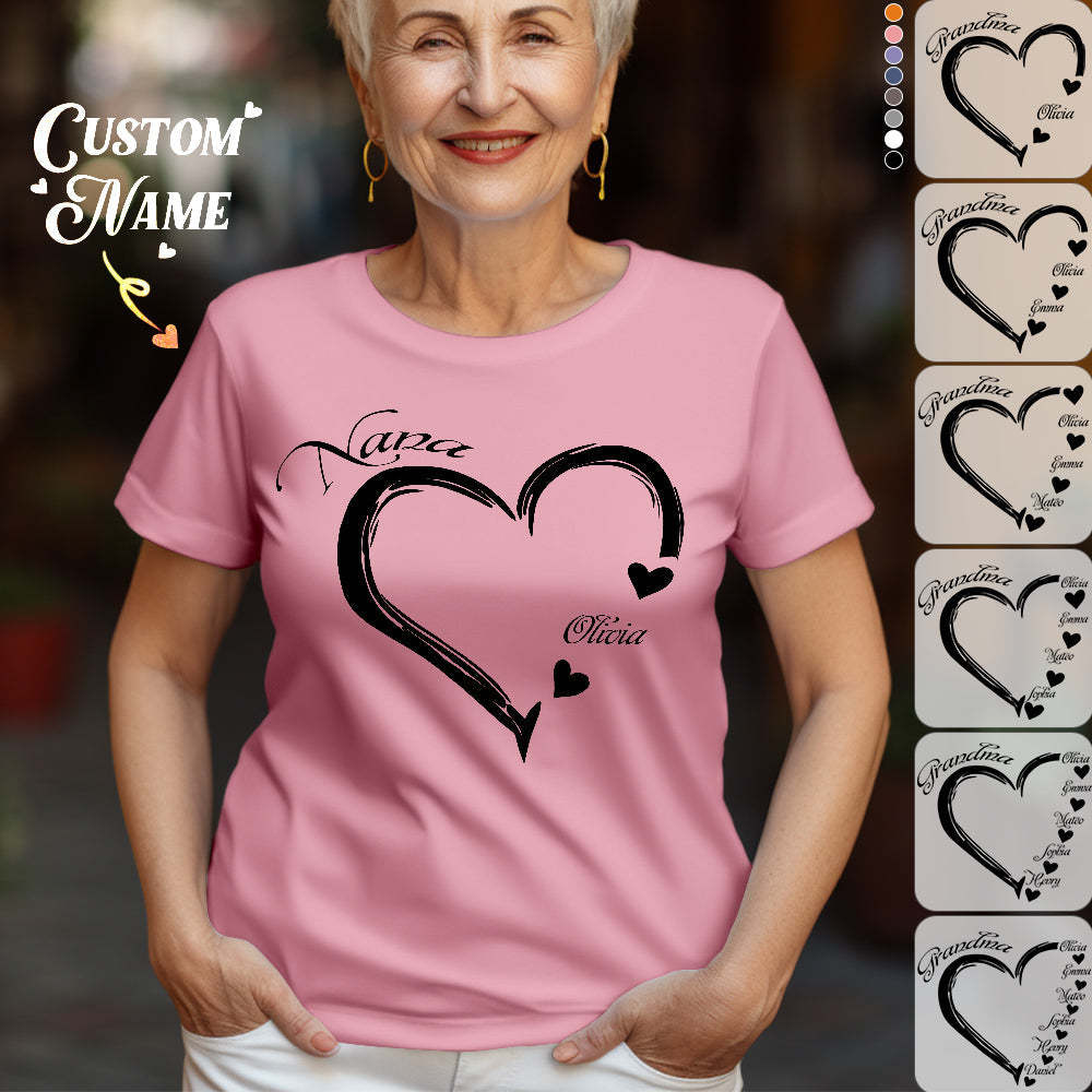 T-shirts Personnalisés Maman Grand-mère T-shirt Personnalisé Avec Nom D'enfant Cadeaux De Fête Des Mères - VisageChaussettes