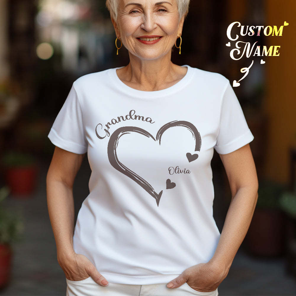 T-shirts Personnalisés Maman Grand-mère T-shirt Personnalisé Avec Nom D'enfant Cadeaux De Fête Des Mères - VisageChaussettes