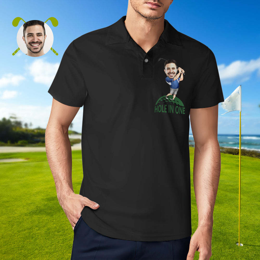 Polo Personnalisé Avec Visage Personnalisé, Trou Drôle En Une, Chemises De Golf Avec Photo Personnalisée Dans Votre Choix De Teint - MyFaceSocksFR